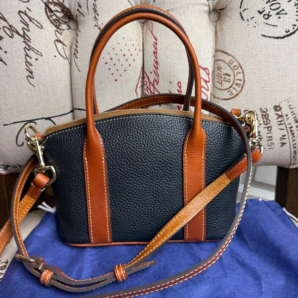 Dooney & Bourke Small Madeline Satchel Black Pebbled Leather Crossbody R5073 BL